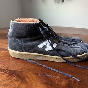 New Balance 891 high-top sneaker in navy blue suede